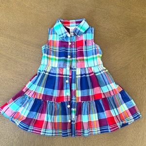 Ralph Lauren Baby Girls Cotton Madras Shirtdress and Bloomer, 2 Piece Set 9Mo